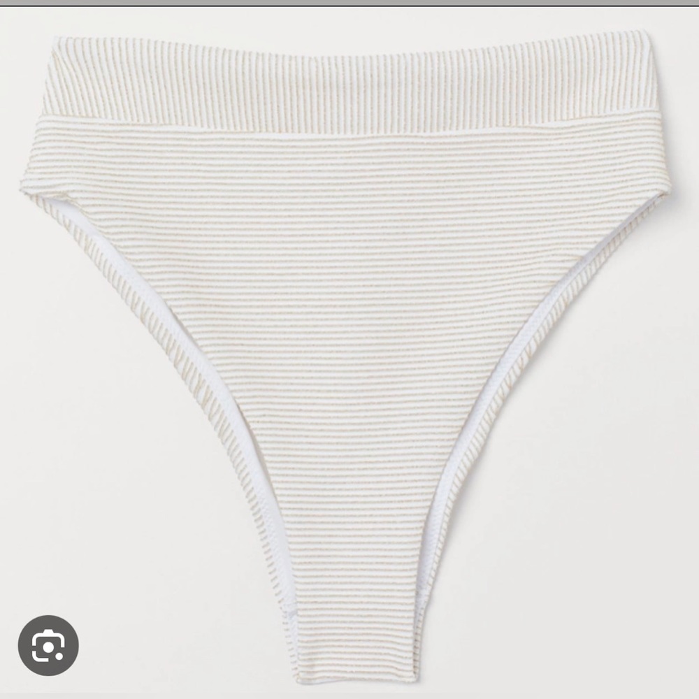 H&M NWT High Waisted White/Gold Bikini Bottom Size 8